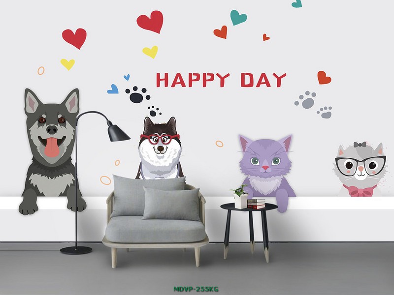 Tranh con vật đáng yêu cho bé - chó và mèo MDVP-255KG